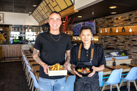 Author Brandon Grissom with Owner and Head Chef of Sushi Mango