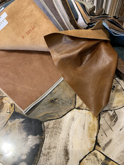 Leather samples from Restoration Hardware.