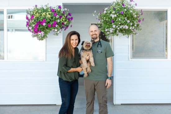 Katie Post (holding Tilly) and Dr. Brent Post love being part of the Central Oregon community and providing quality care for pets and their owners. 