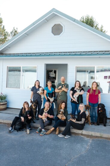 High Desert Veterinary Team back row (l to r): Mersadies , Deb, Dr. Post, Haley, Fallon. Front row (l to r): Janet, Amber, Katie and Amanda. 