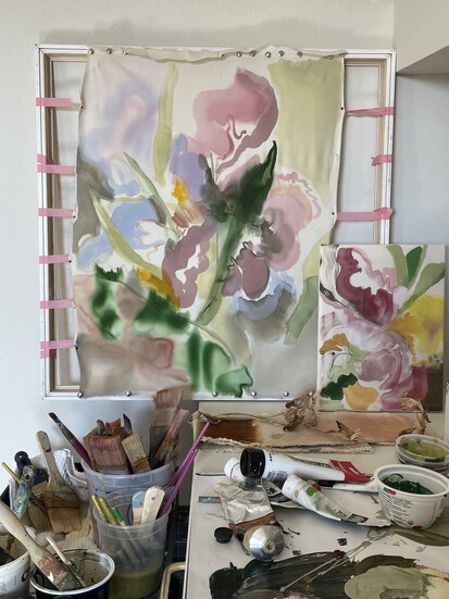 Vreeland's art uses both acryclics and watercolors