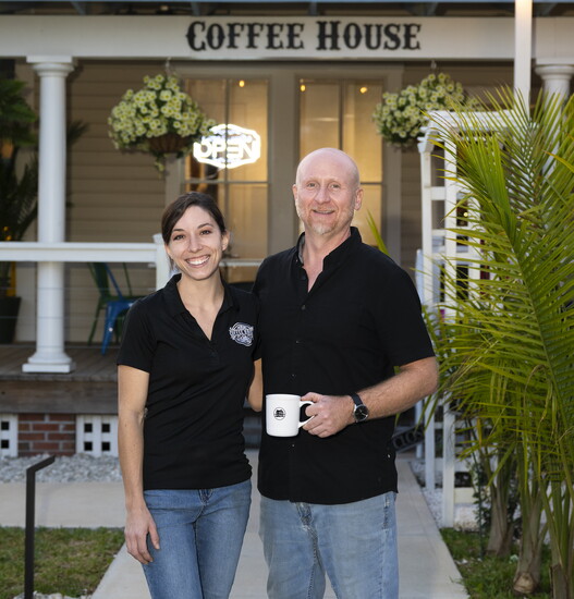 Black Gold Coffee Roasters and Lord-Higel’s Coffee House general manager Alyssa Williams with owner Gary Lauters. (Photo by Brian Glantz/1st Glantz Photography)