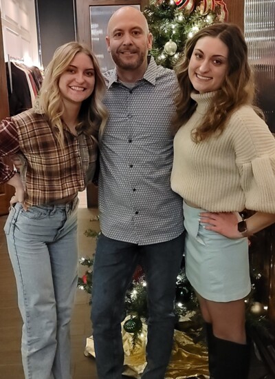 Chris Hickey with his daughters, Katelyn and Meghan.