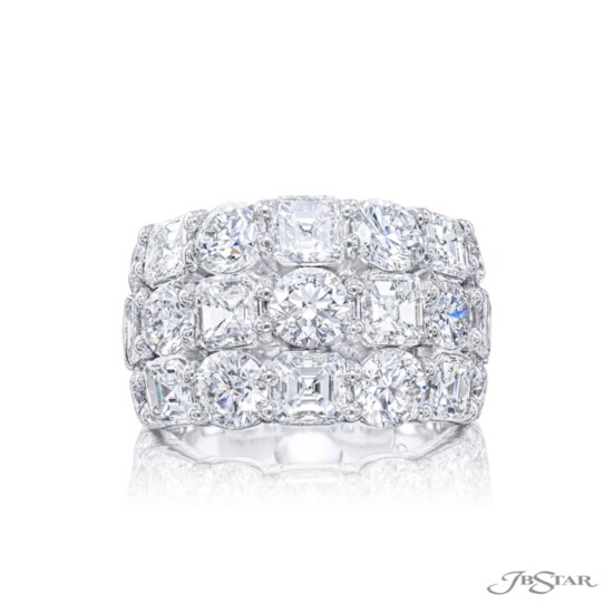 Diamond Band - This JB Star diamond band features rows of round and square emerald-cut diamonds, handcrafted in pure platinum.