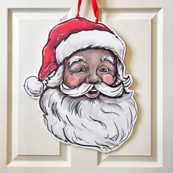 Vintage Jolly Santa Door Hanger -Christmas Holiday Door Sign $ 48.00