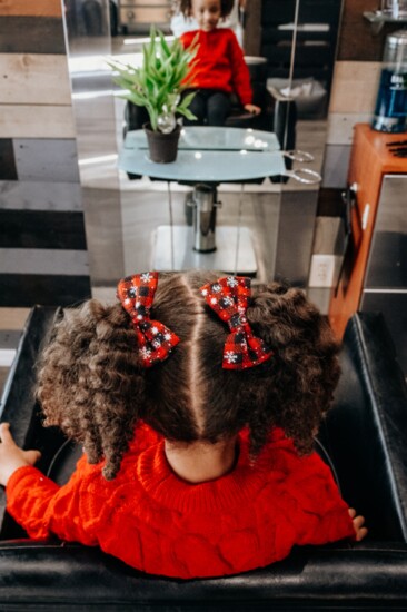 Two braids, unbraided, can make two crimped ponytails.