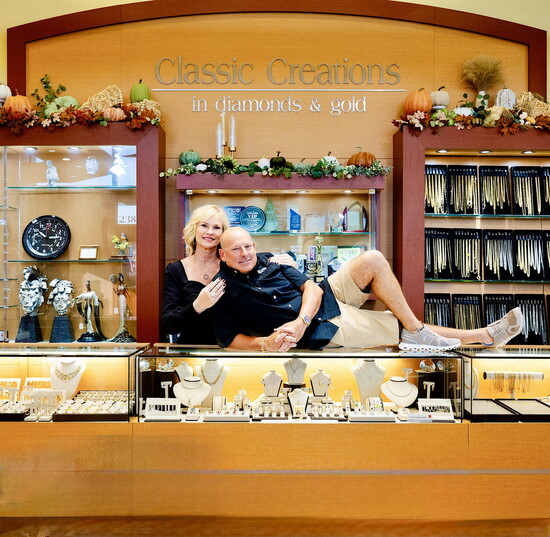 Evan and Pam Duke behind the counter at Classic Creations in Diamonds & Gold.