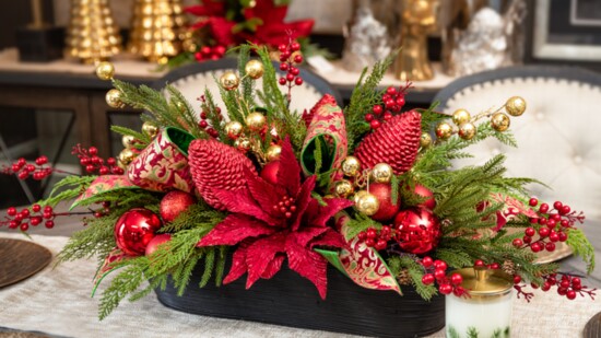 A colorful centerpiece brightens the holiday table.