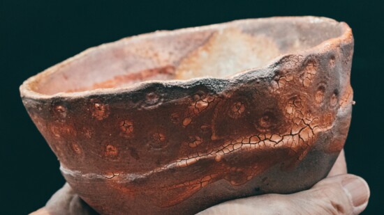 A hand formed clay bowl by Carol Berger