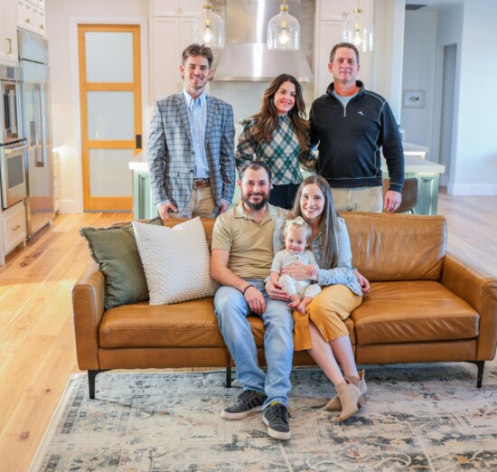 Mike, Amy and Jacob Davidson (of Davidson & Co.) visit with Isaac and Kelly Spear in their new dream home.