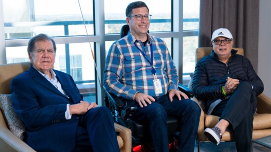 The Three Musketeers; Rod, James, and Sekhar enjoying the 18th floor lounge.