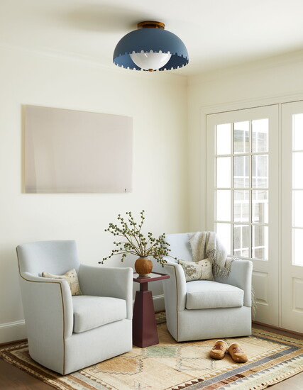 COFFEE NOOK: Swivel chairs, Coley Home. Pendant, Urban Electric.