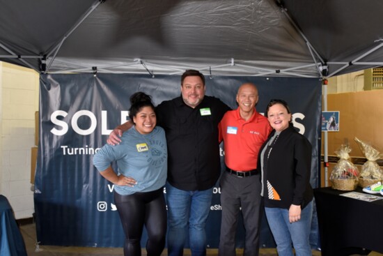 Pete Gee on Oct. 21 with members from Soul4Soles community and operations management team in Wheat Ridge: Emmy Pham; Joshua Feliciano; and Kelly Modena.