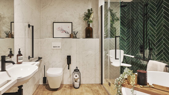 An ADA-compliant bathroom from Coastal Tile & Stone