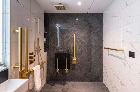 An ADA-compliant bathroom from Coastal Tile & Stone