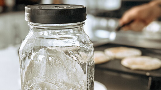 Mason jar with homemade pancake mix