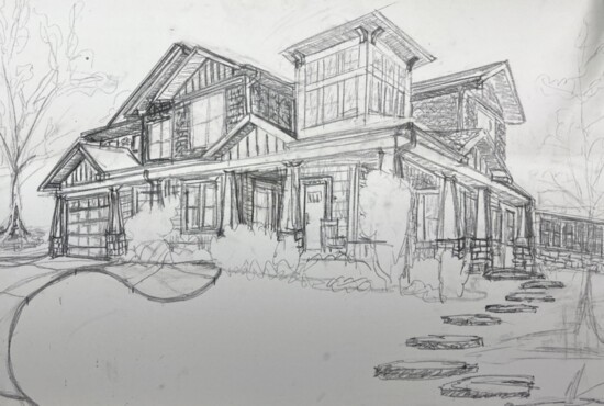Mark Borella's drawing of a Hibbs Luxury Home,