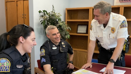 Left to right: Officer Erin Scott, Sgt. Matt Bellucci, Chief Egan