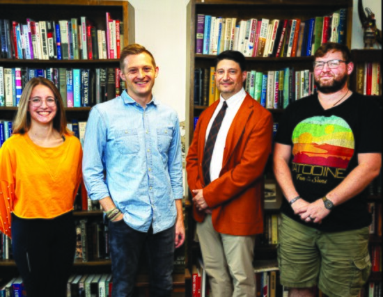 Caroline Workman, social media intern; Morgan Hardy, Ph.D. candidate, research assistant; Dr. Chris Magra; Nathaniel Adams, Tennessee National Guard and intern