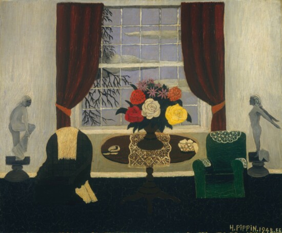 VICTORIAN INTERIOR I, by Horace Pippin, 1945, oil on canvas.