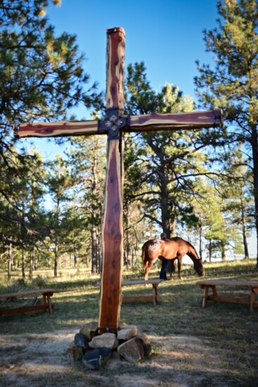 This handmade cross was just put on the property