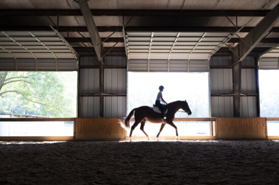 Indoor riding at Spring Mill Farm