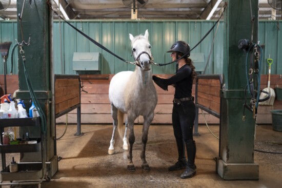 A Spring Mill student prepares for a lesson