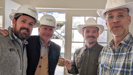 Jonathan Card (right) tours Fredericksburg's Albert Hotel with Matthew Pipkin, Ray Rodgers and Kelby Greathouse