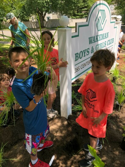 Campers help plant the Pollinator Pathway at the Southport Clubhouse, a project conceived in conjunction with Sustainable Fairfield Task Force in June 2022.