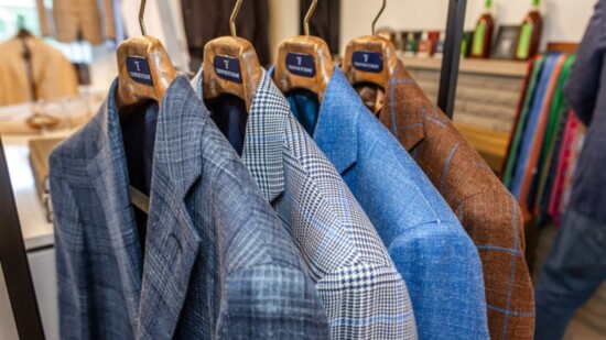 A display of Trevor Furbay's eye-catching sport coats