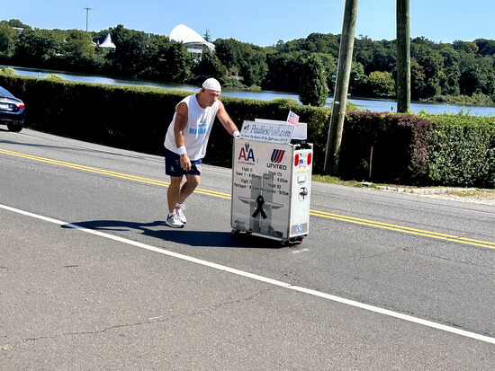 Paulie passing the Levitt Pavilion. Photo courtesy Paulie’s Push.