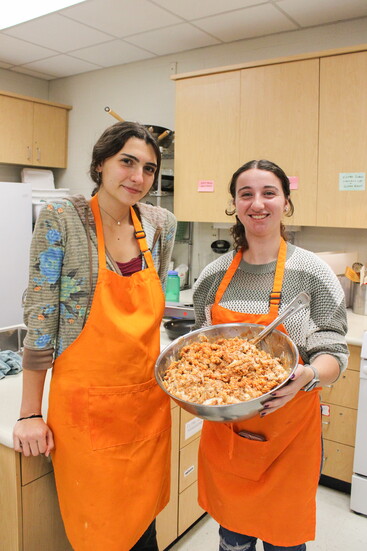 Elizabeth and Ava prepare to pack up the finished product 