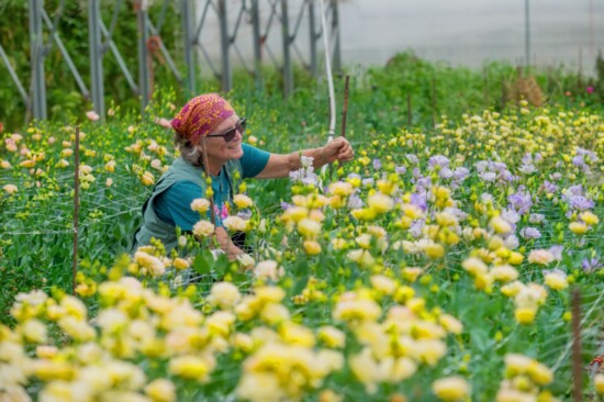 Nancy with some of her favorite flowers.