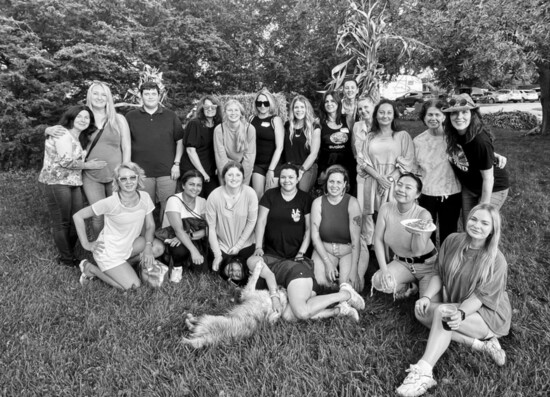 Bonnie Conte (2nd row, far right) and the crew at Avalon & VIBE celebrating Team Week at Milk & Honey Farmstead.