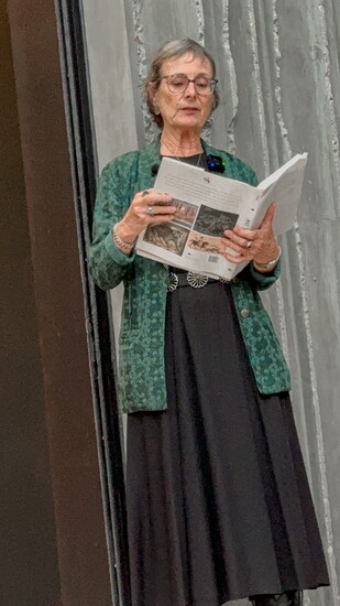 Dr. Ann Lane Hedlund at the grand opening of the exhibition.