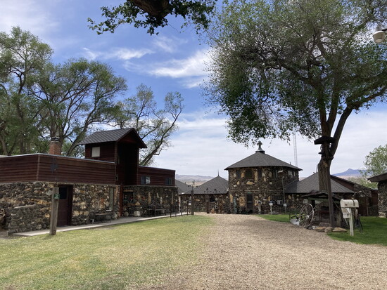 Cleo's: stone buildings, peacocks, and a private, still lived-in residence.