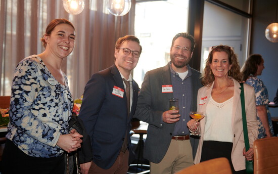 TedXPortsmouth sponsors Christina Chadbourne and Zac Little of Kennebunk Savings Bank, and Pat and Karen Lyons. Photo by Alyssa Duncan