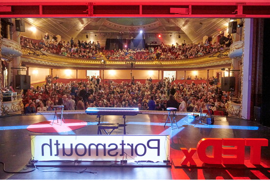 A packed audience attends a TedXPortsmouth event. Photo by Alyssa Duncan