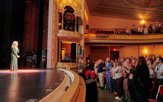 Nancy Pearson speaks at a TedXPortsmouth event. Photo by Alyssa Duncan
