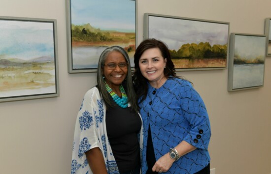 Jacque Thornton (L) and designer, Angie Palmer, who donated all of her design services