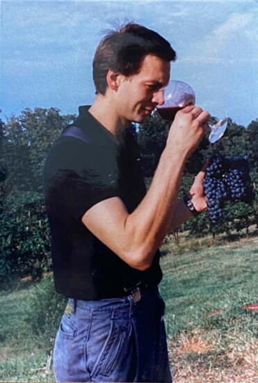 Luca tasting freshly fermented CF in 1993