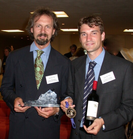 Luca and Lorenzo Zonin from Italy Celebrating Luca's 2002 award for Winemaker of the Year