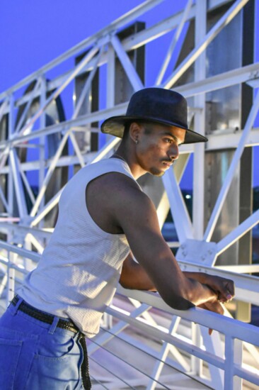 Adrian overlooks Union Market in STYLE wearing vintage finds courtesy of The Moxy Collection