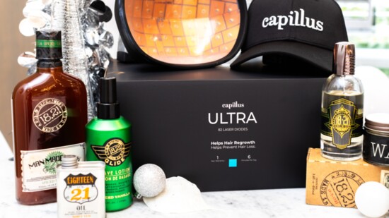 Capillus Hair Growth Cap, holiday special, part of Glaze's hair stimulating products.