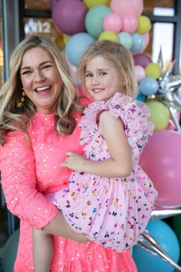 Katelynn with daughter Clara, 4, at Henry Homes Interiors' fifth anniversary party (Carly C Walling Photography)