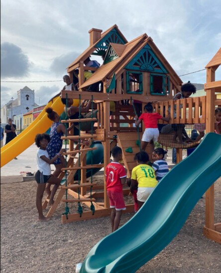 Children at a playground built by Cabo Verdeans United