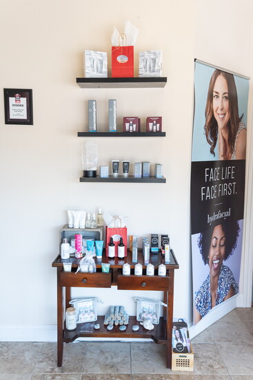 Shelf of Solimar Day Spa's products