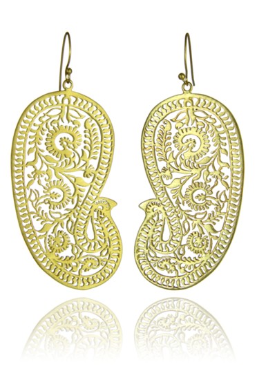 18K Gold Plated Paisley Earrings Large ($165)