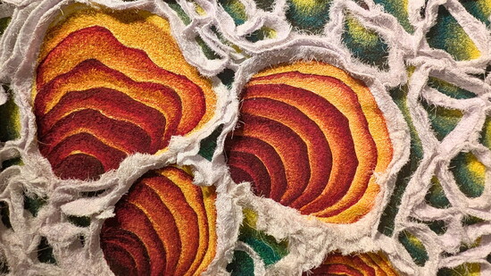 Bob Mosier's phylum leaf microphotography cross-section thread painting.