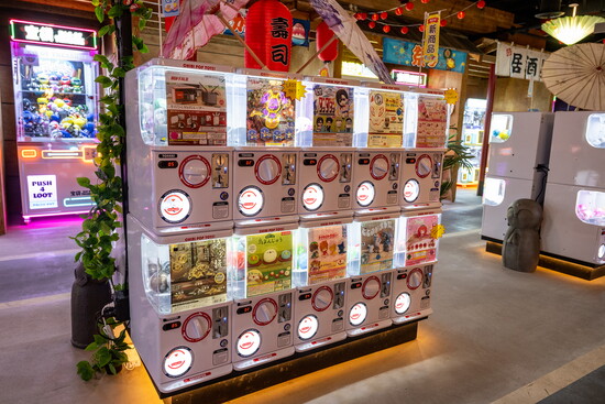 Gashapon machines at the Isekai Arcade.